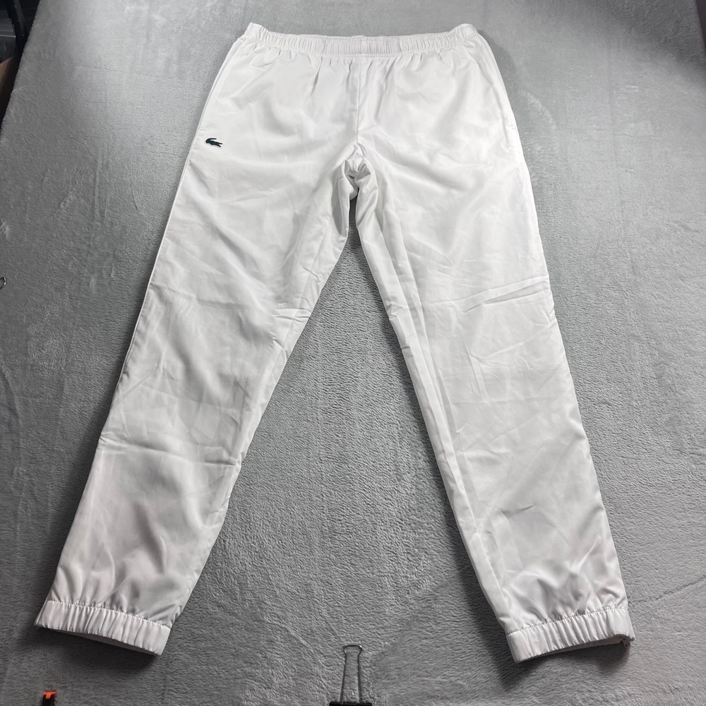 Lacoste Sport Mens Regular Fit Track Pants White Ripstop Joggers Size L FR 5